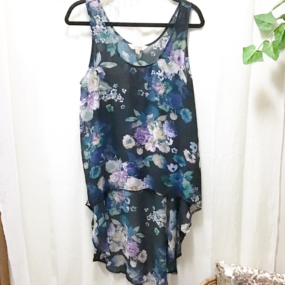 Boho Floral Sheer High Low Tank